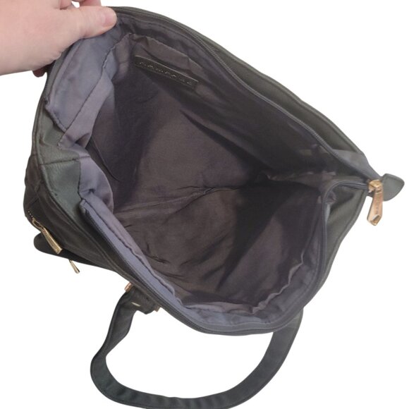 Rampage Gray Faux Leather Tote Bag With Gold Zippers & Double Straps - Picture 10 of 15